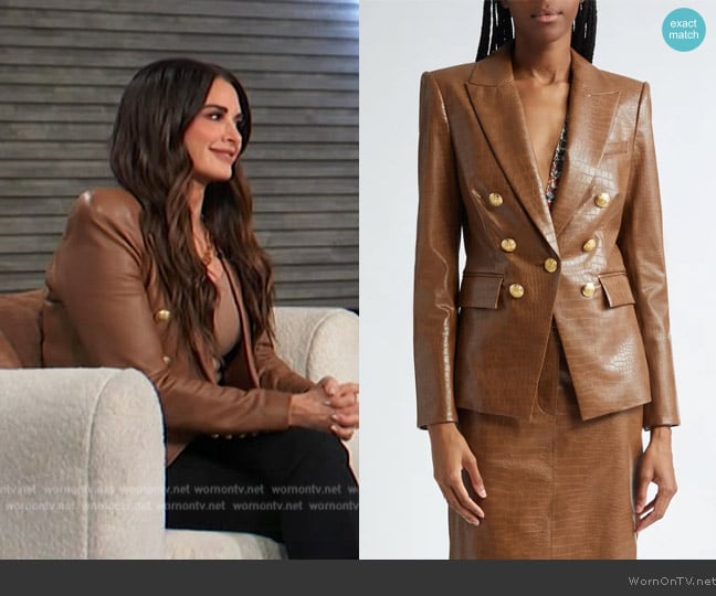 Veronica Beard Lawrence Croc Embossed Faux Leather Dickey Jacket worn by Kyle Richards on E! News