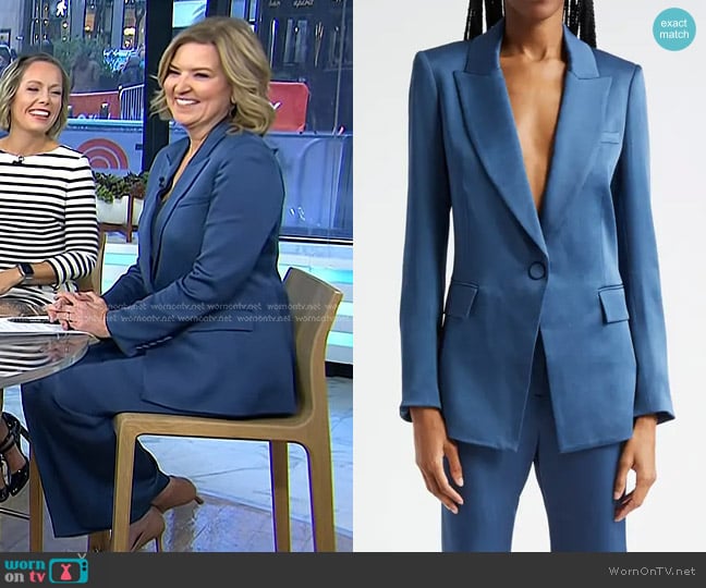 Veronica Beard Long & Lean Dickey Jacket in Blue Stone worn by Christine Romans on Today