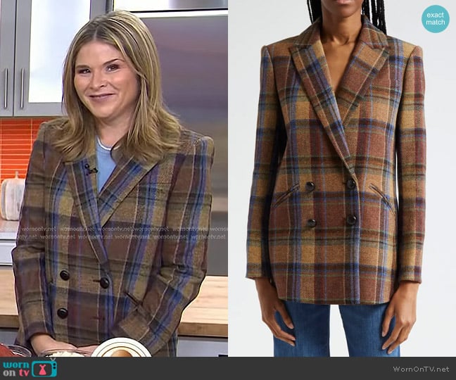 WornOnTV Jenna s double breasted plaid blazer on Today Jenna Bush Hager Clothes and Wardrobe from TV