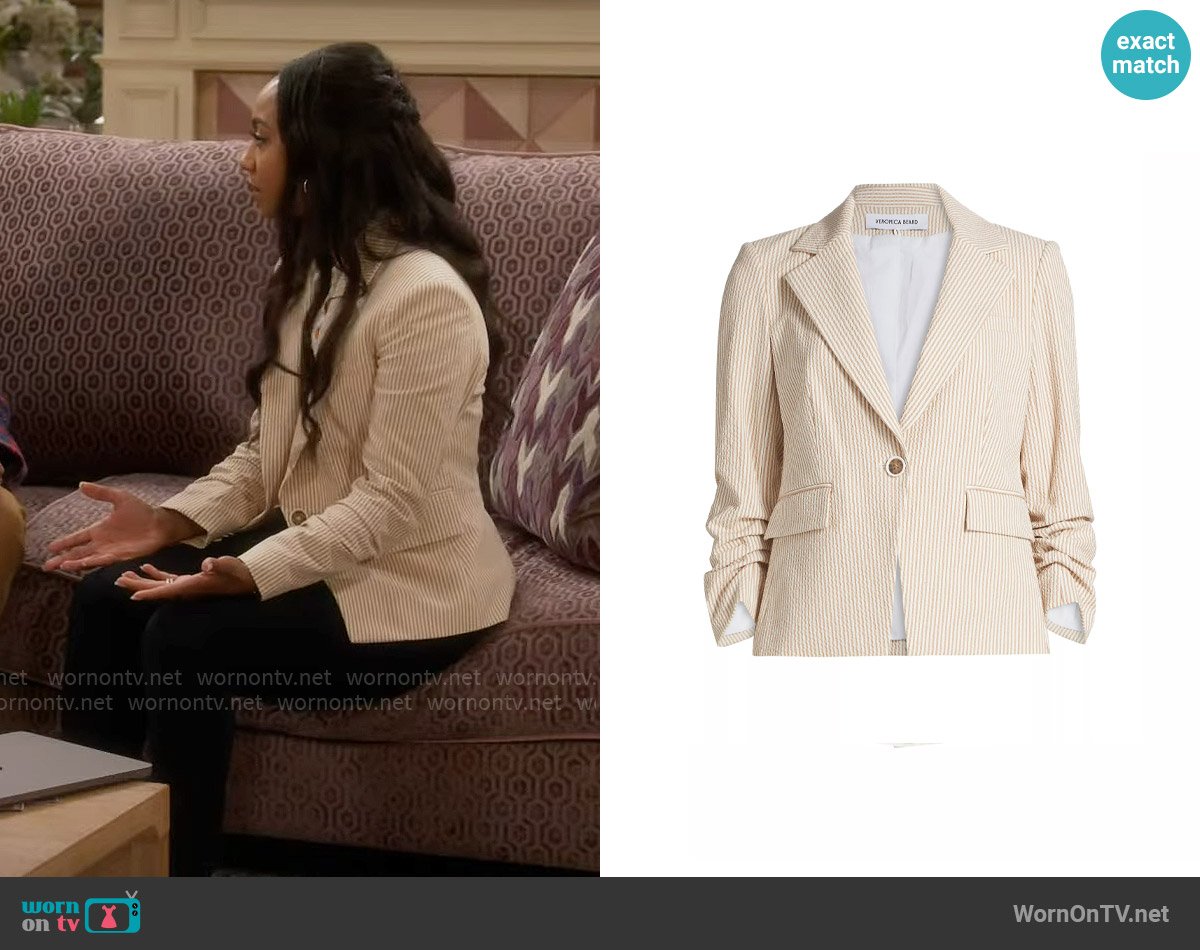 Veronica Beard Aaliyah Seersucker Blazer worn by Nina (Tetona Jackson) on Poppas House