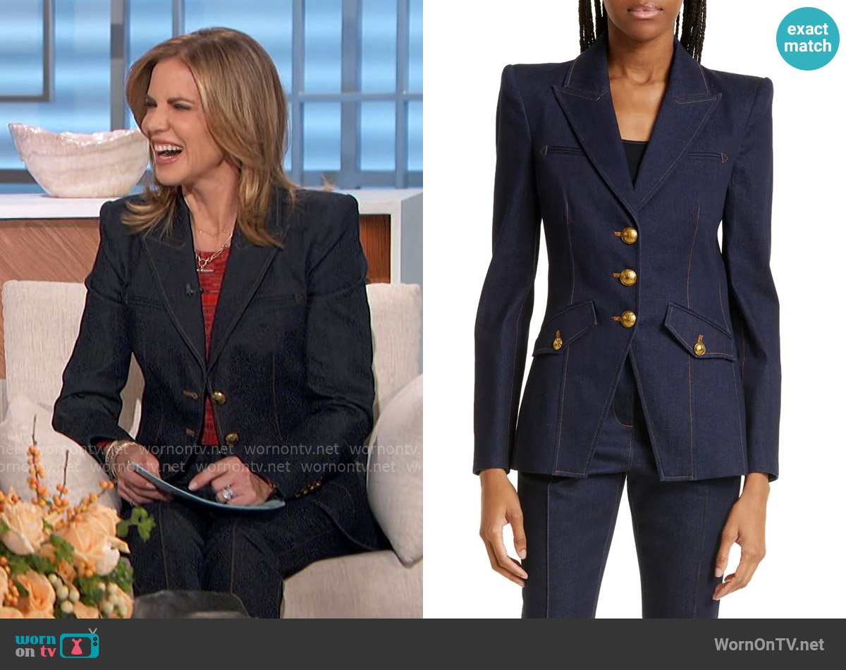 Veronica Beard Anoki Denim Jacket worn by Natalie Morales on The Talk