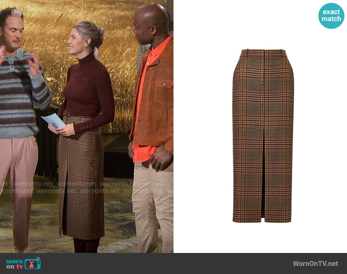 Veronica Beard Maxine Plaid Skirt worn by Amanda Kloots on The Talk