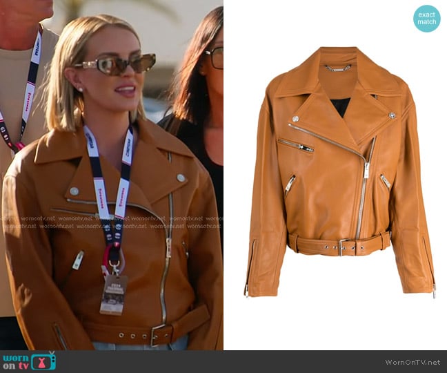 Versace Leather Biker Jacket worn by Whitney Rose on The Real Housewives of Salt Lake City