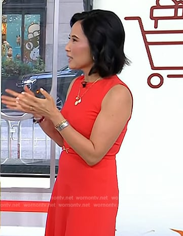 Vicky’s red belted midi dress on Today