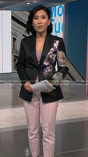 Vicky’s black floral blazer and pink pants on NBC News Daily