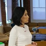 Vicky’s white button cuff sweater on NBC News Daily