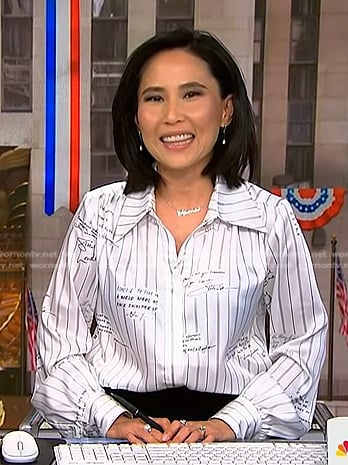 Vicky’s white striped button down shirt on NBC News Daily