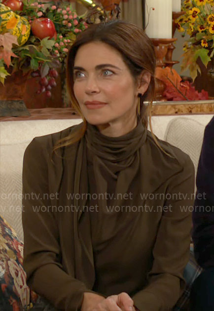 Victoria’s green draped blouse on The Young and the Restless