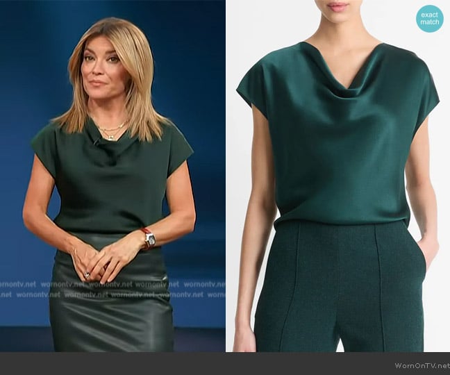 Vince Cowl Neck Silk Blouse worn by Kit Hoover on Access Hollywood