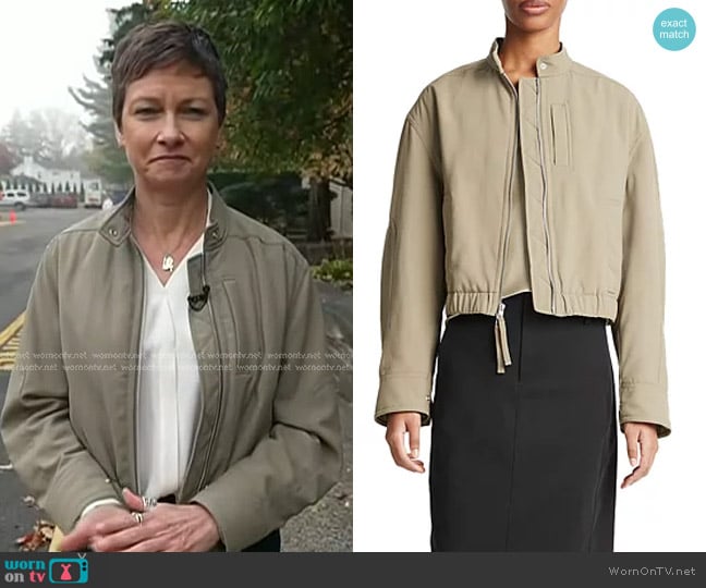 Vince Cropped Bomber Jacket in Oak Moss worn by Stephanie Gosk on Today