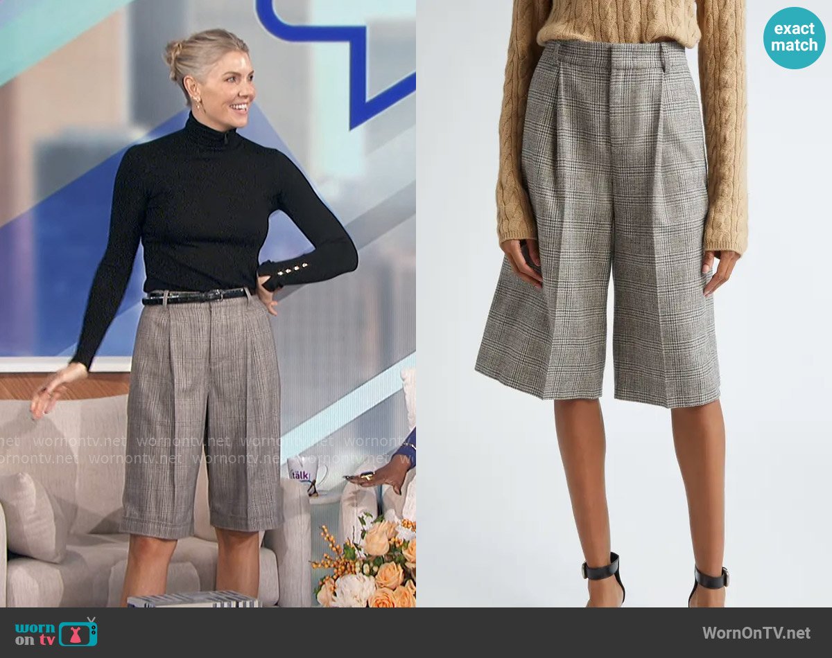 Vince Plaid High Waist Wide Leg Shorts worn by Amanda Kloots on The Talk