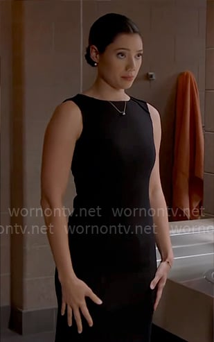 Violet’s black sheath dress on Chicago Fire