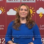 Violeta Yas’s blue bell sleeve sheath dress on NBC News Daily