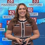 Violeta’s brown contrast paneled dress on NBC News Daily