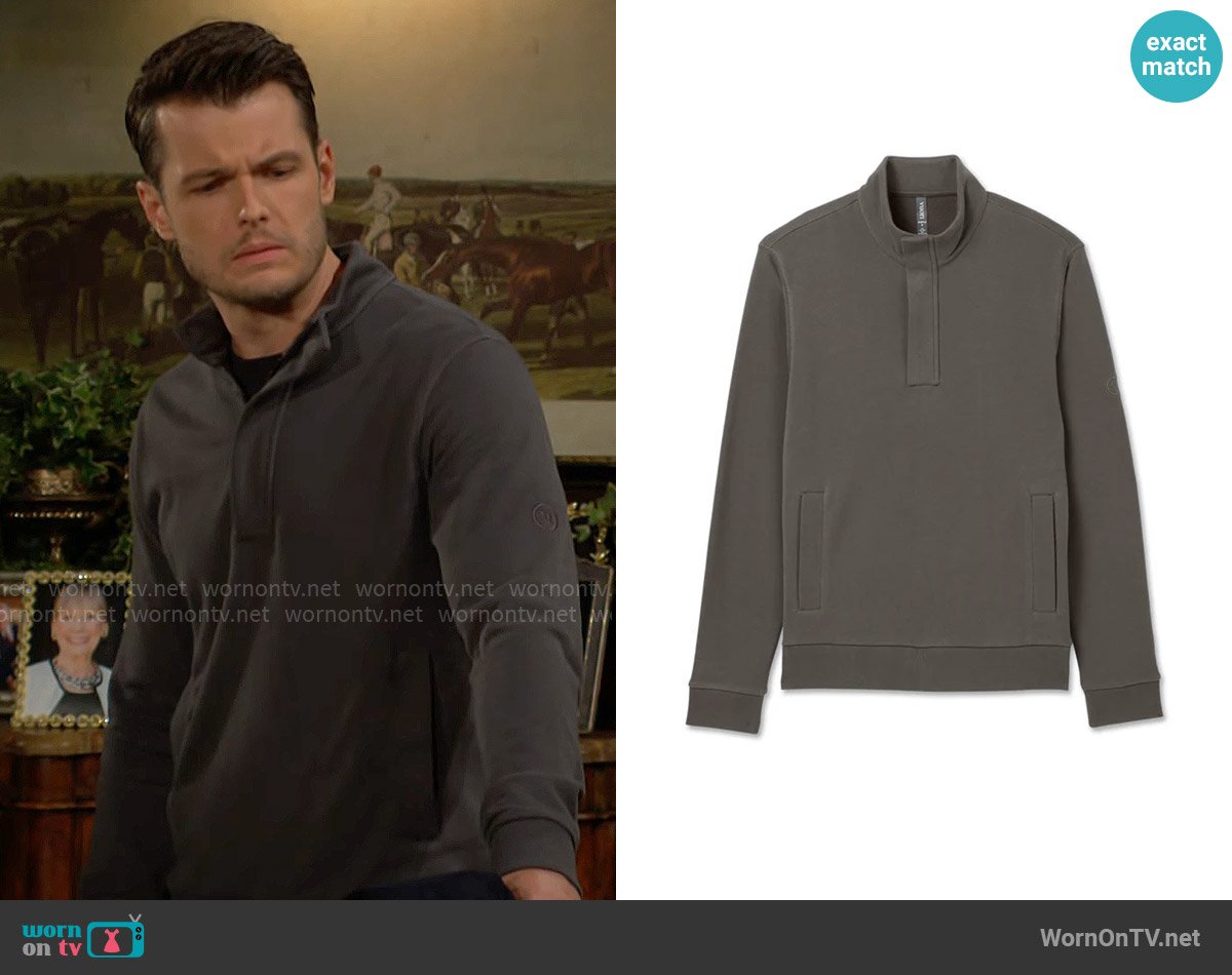 Vuori Cypress Quarter Zip Top worn by Kyle Abbott (Michael Mealor) on The Young and the Restless