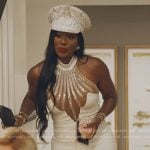 Wendy’s white embellished maxi dress on The Real Housewives of Potomac