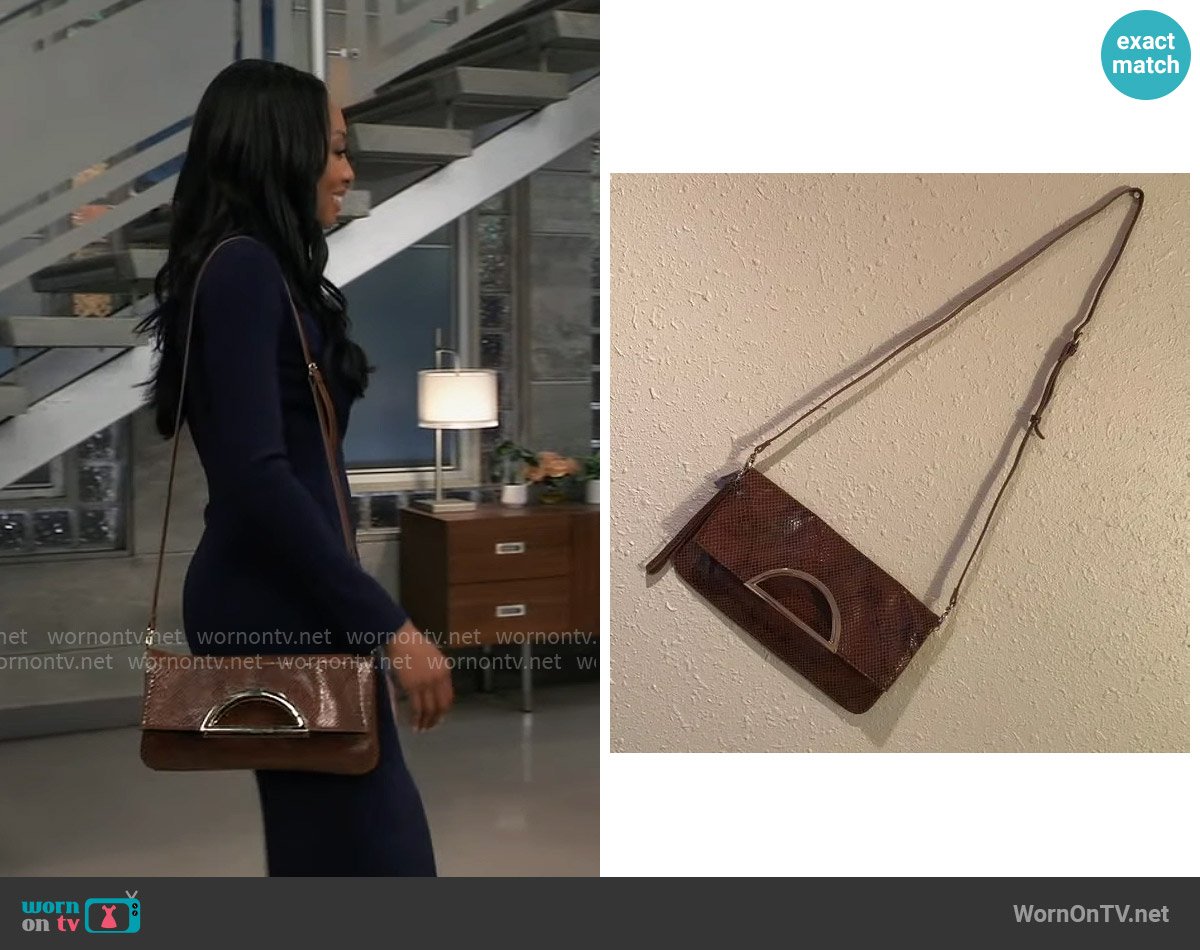 White House Black Market Snakeskin Crossbody Bag worn by Jordan Ashford (Tanisha Mariko Harper) on General Hospital