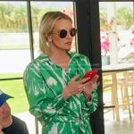 Whitney’s green print shirt and pants on The Real Housewives of Salt Lake City