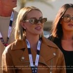 Whitney’s tan leather moto jacket on The Real Housewives of Salt Lake City