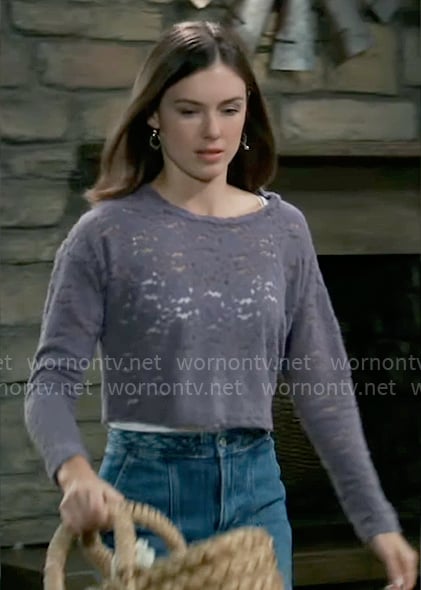 Willow’s purple cropped lace top on General Hospital