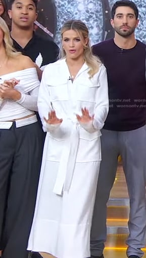 Witney Carson’s white patch pocket dress on Good Morning America