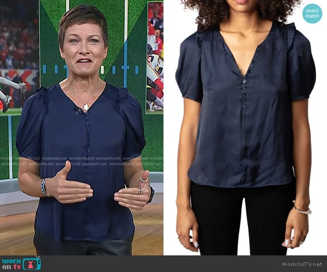 Zadig & Voltaire Twity Satin Blouse in Sailor worn by Stephanie Gosk on Today