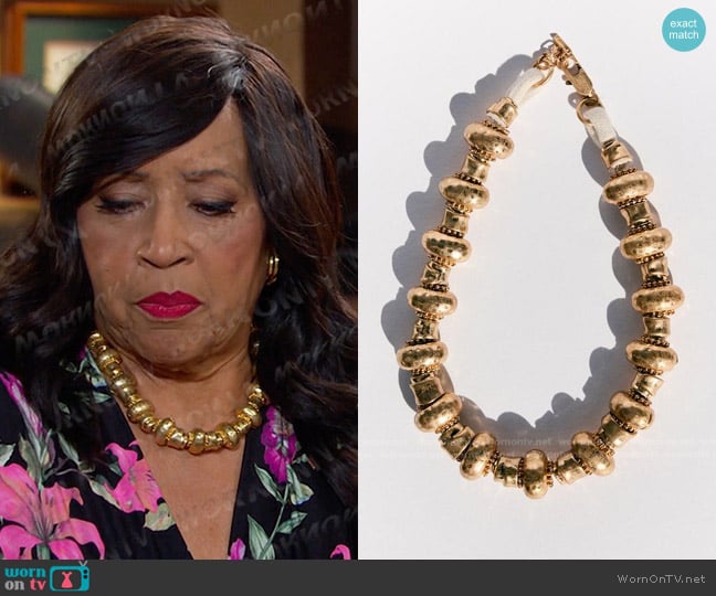 Zara Cord Necklace with Metal Pieces worn by Paulina Price (Jackée Harry) on Days of our Lives