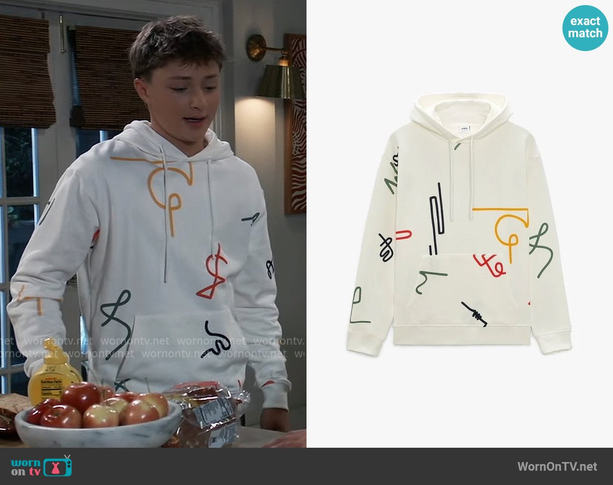 Zara Abstract Hoodie worn by Danny Morgan (Asher Antonyzyn) on General Hospital