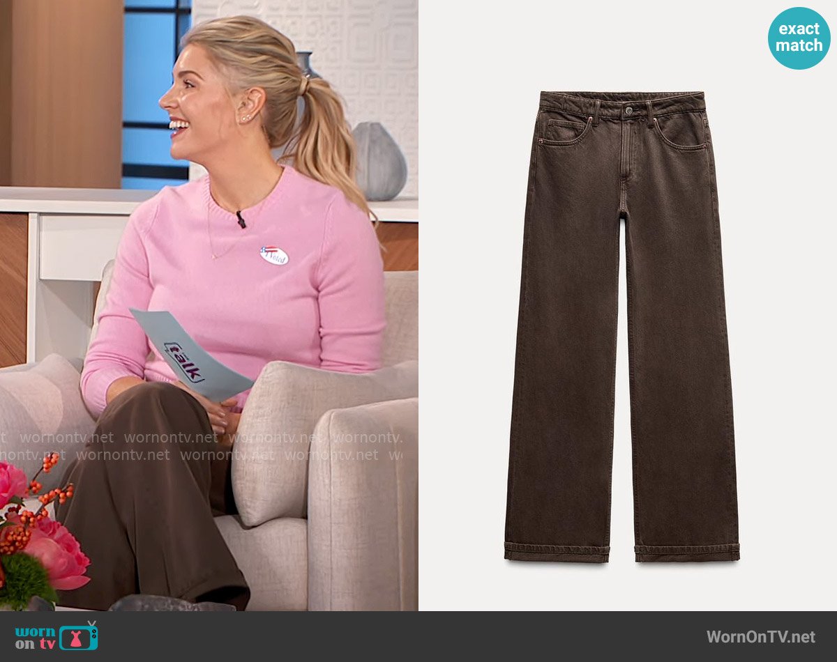 Zara Slouchy TRF Jeans with a Mid Waist worn by Amanda Kloots on The Talk