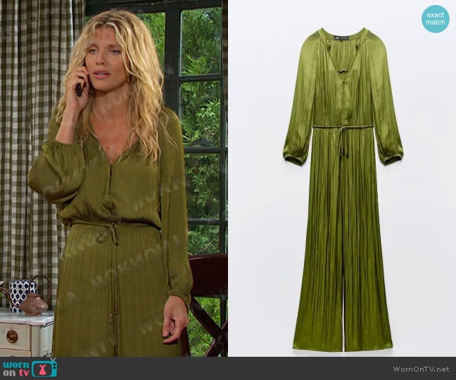 Zara Satin Jumpsuit worn by Catherina Greene (AnnaLynne McCord) on Days of our Lives