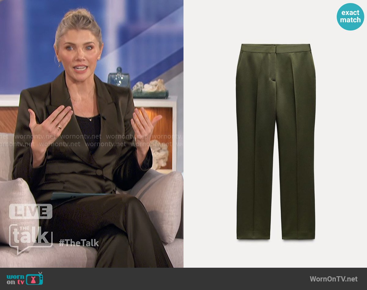 Zara Satin Effect Pants worn by Amanda Kloots on The Talk