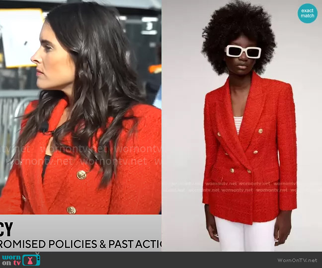 Zara Textured Double Breasted Blazer worn by Lilia Luciano on CBS Mornings