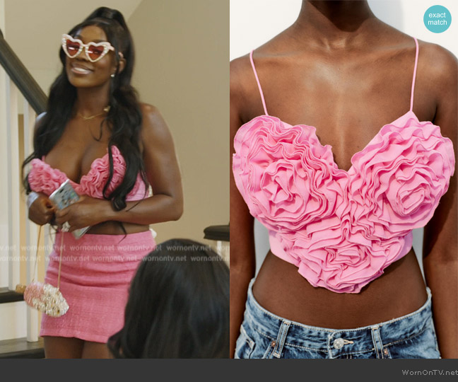 Zara Voluminous Heart Shaped Crop Top worn by Wendy Osefo on The Real Housewives of Potomac