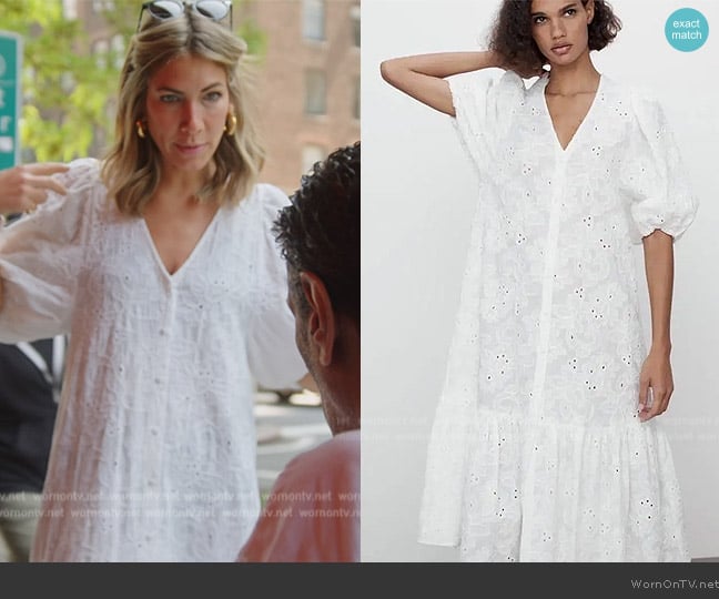 Zara Cutwork Embroidery Dress worn by Erin Lichy on The Real Housewives of New York City