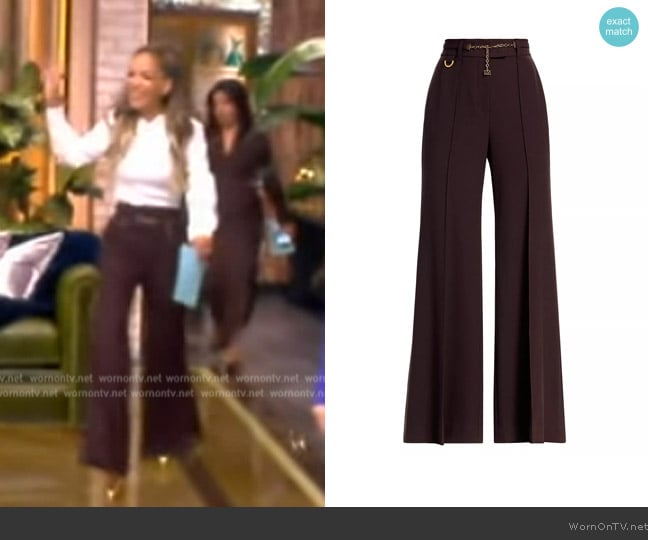 Zimmermann Luminosity Belted High-Rise Flare Trousers worn by Sunny Hostin on The View