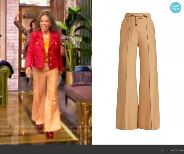 Zimmermann Luminosity Belted Wool-Blend Flare Trousers worn by Sunny Hostin on The View