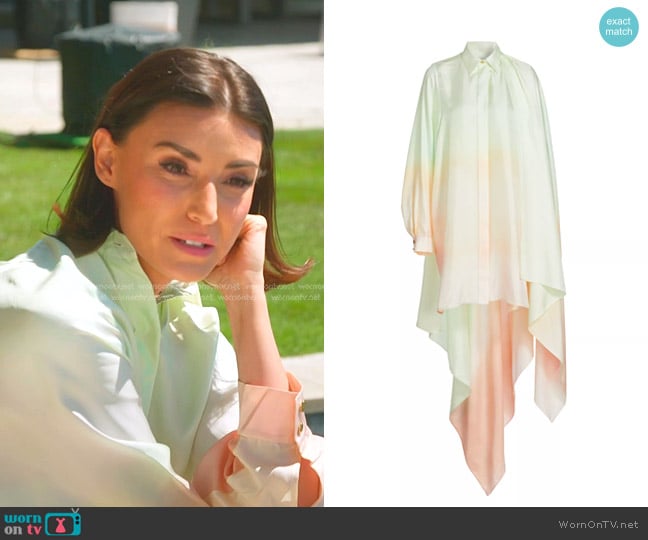 Zimmermann Natura Silk Scarf Shirtdress in Coral Fields worn by Bronwyn Newport on The Real Housewives of Salt Lake City