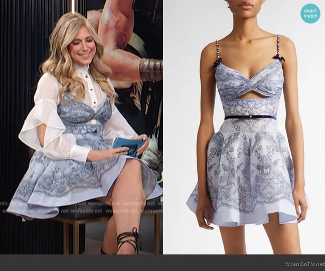 Zimmermann  Twist Front Cutout Belted Linen & Silk Minidress worn by Nikki Novak on E! News