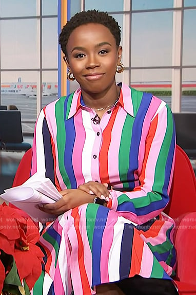 Zinhle’s striped shirtdress on NBC News Daily