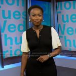 Zinhle’s black button front short sleeve dress on NBC News Daily