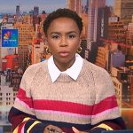 Zinhle’s multicolor striped knit sweater on NBC News Daily