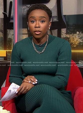 Zinhle's green ribbed dress on NBC News Daily