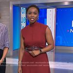 Zinhle’s red sleeveless midi dress on NBC News Daily