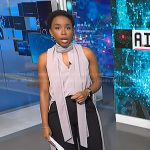 Zinhle’s grey sleeveless scarf top on NBC News Daily