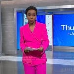 Zinhle’s pink patch pocket blazer and pants on NBC News Daily