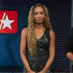 Zuri’s black leather dress on Access Hollywood