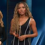 Zuri’s black stripe dress on Access Hollywood