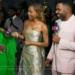 Zuri’s blue gold metallic dress on Access Hollywood