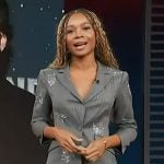 Zuri’s gray embellished blazer on Access Hollywood