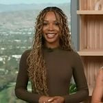 Zuri’s green ribbed long sleeve dress on Access Hollywood